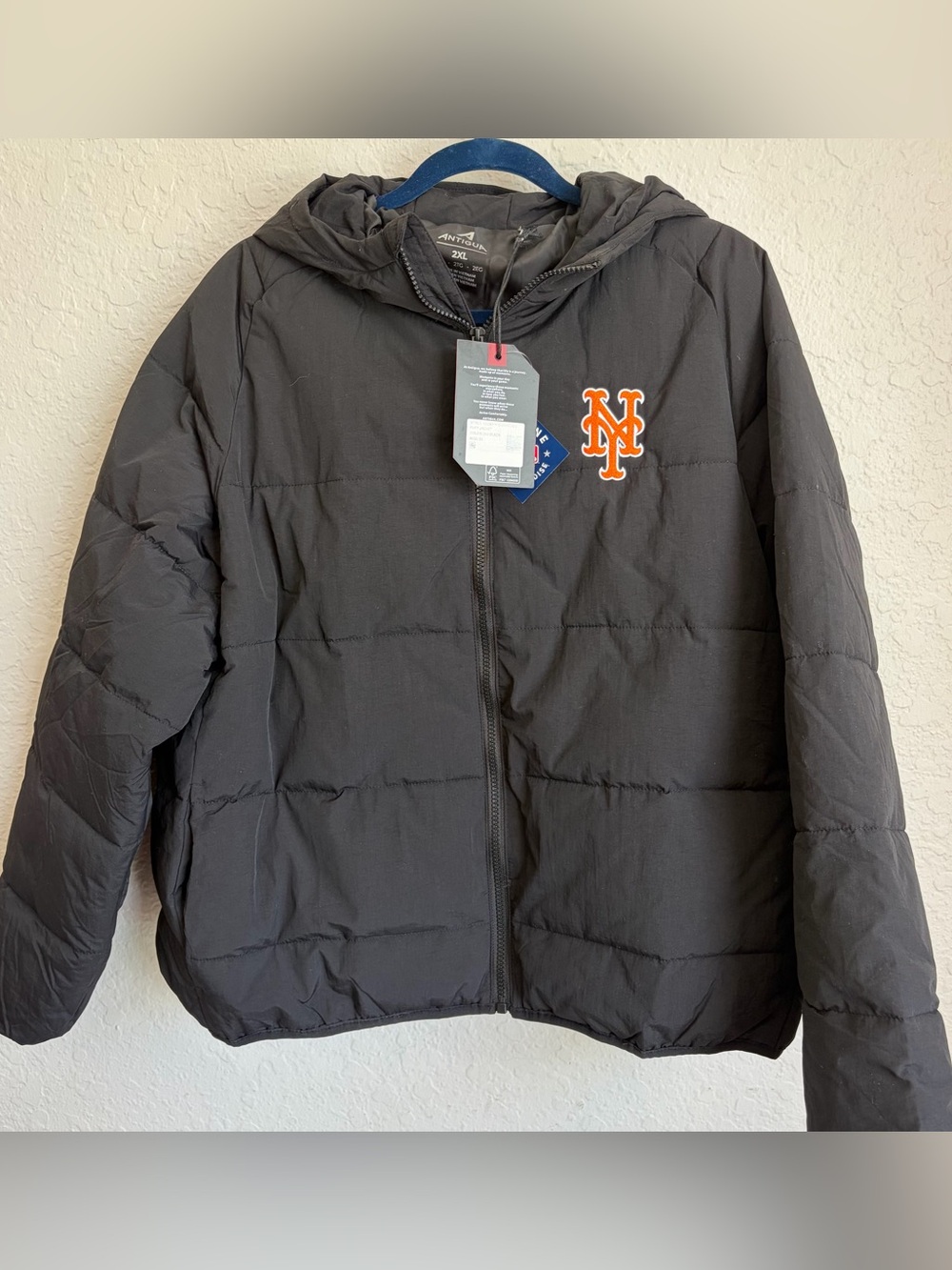 New York Mets Antigua Universe Zip Black Puffer Jacket - Womens 2XL $130 MLB NWT